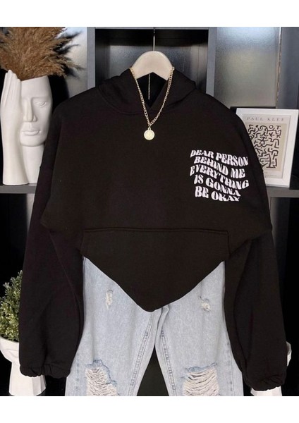 Oversize Dear Person Behind Me Kapşonlu Sweatshirt