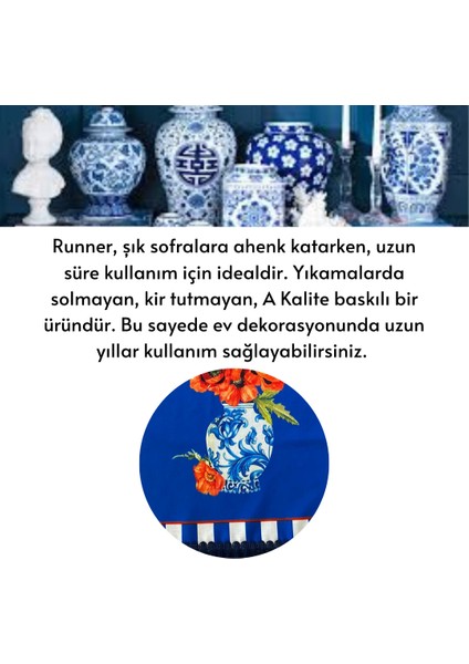 Mackenzie Model Damalı Mavi Çini Desen 2 Adet Mutfak Havlusu Luxury Dekor Kurulama Bezi