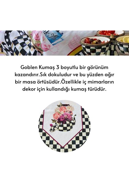 Mackenzie Model Damalı Şakayık Gül Desen Üçgen Kesim Püsküllü 45X150 Runner I Dekor I Luxury Dekor