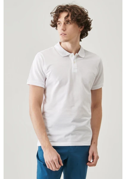 Erkek Kırık Beyaz Regular Fit Polo Yaka T-Shirt