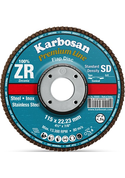 115X22.23 Zirkonyum (Zr) Flap Disk 80 Kum (10 Adet)