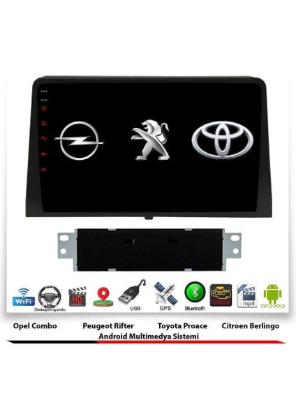 Citroen Berlingo Android Multimedya Sistemi 10 Inç 2 GB Ram 16 GB Hafıza 8 Çekirdek Necvox Evervox Brc