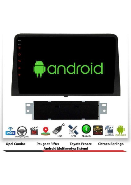 Citroen Berlingo Android Multimedya Sistemi 10 Inç 2 GB Ram 16 GB Hafıza 8 Çekirdek Necvox Evervox Brc fiyatları