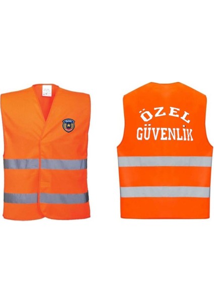 Asker Vadisi Özel Güvenlik Yazılı Ikaz Yeleği Reflektörlü Turuncu Renk