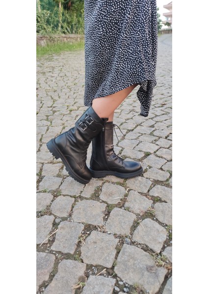 Bur. Gerçek Deri Siyah Lastik Bağlı Yandan Fermuarlı Postal Bot (B14) - Siyah - 38 - ST00888-SİYAH-38 fiyatları