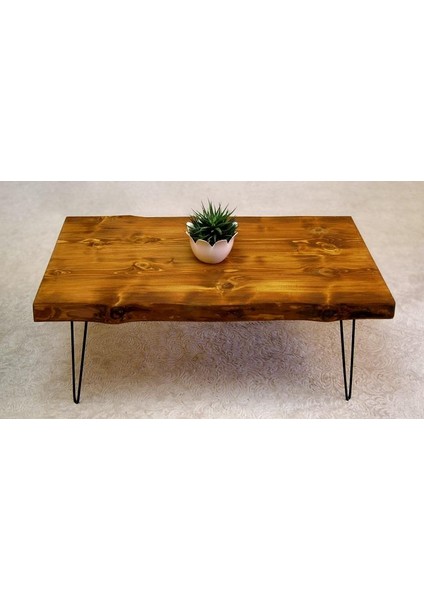 Doğal Ağaç Masif Kütük Orta Sehpa (90CM x 180CM) Metal Ayak