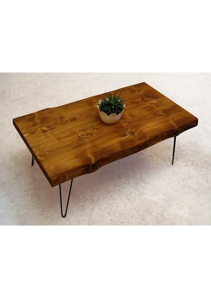 Doğal Ağaç Masif Kütük Orta Sehpa (90CM x 180CM) Metal Ayak