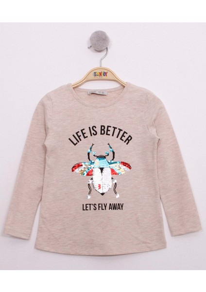 Toontoy Kız Çocuk Pullu Uğur Böceği Nakışlı T-Shirt fırsatları