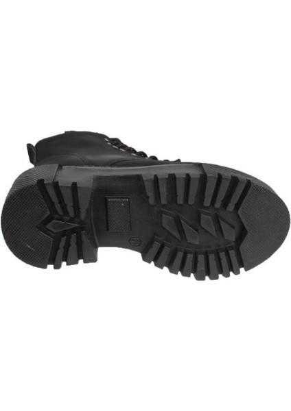 Kız Çocuk Siyah Fermuar Bağcıklı Içi Polar Kalın Termo Taban Düz Postal Bot indirimleri