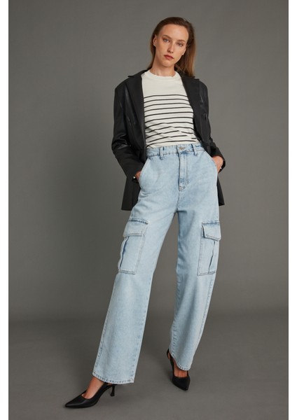 Kadın Ekru Kolu Aksesuar Detylı Çizgili Bisiklet Yaka Triko Kazak fırsatları