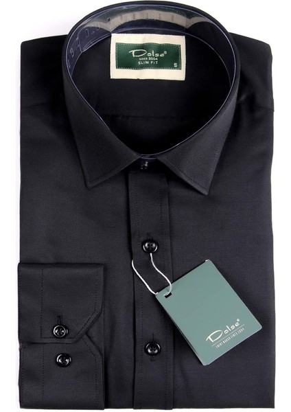 Erkek Siyah ve Beyaz Ithal Saten 2'li Slim Fit Gömlek