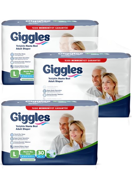 Yetişkin Hasta Bezi Büyük Boy Large 3 Paket 90 Adet