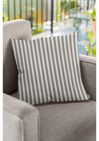 Premium Tay Tüyü Dokuma Kumaş Çift Taraflı Kırlent Yastık Kılıfı Çizgili 43X43CM KRL043