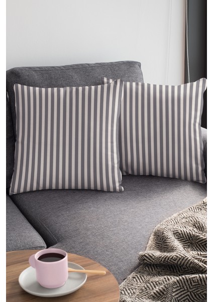 Premium Tay Tüyü Dokuma Kumaş Çift Taraflı Kırlent Yastık Kılıfı Çizgili 43X43CM KRL043