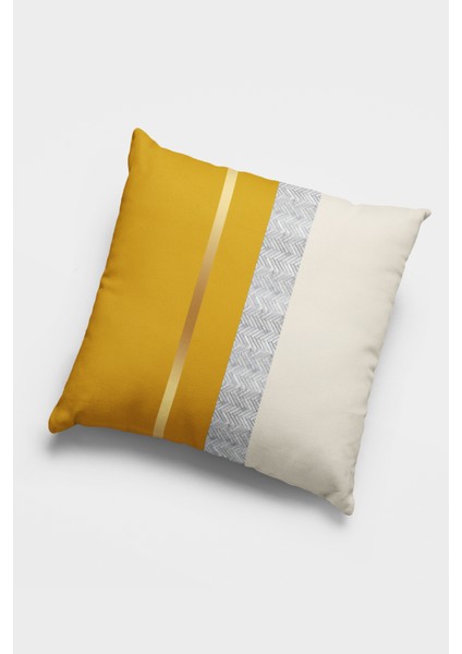 Premium Tay Tüyü Dokuma Kumaş Çift Taraflı Varak Çizgili Kırlent Yastık Kılıfı 43X43CM KRL986