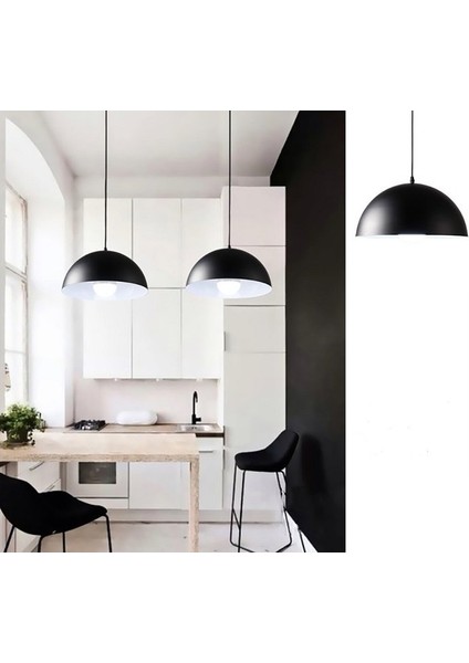 Modern 1 Siyah Içi Beyaz Tekli Metal Sarkıt Avize Çap: 30CM Not: 1 Adet Fiyatıdır.