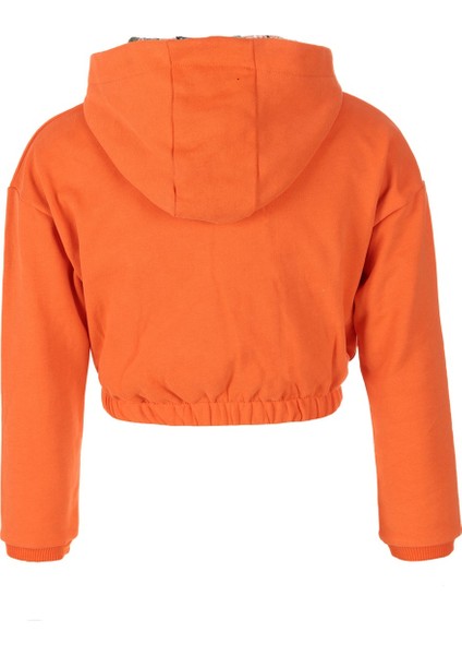 Brz Kids Kız Çocuk Turuncu Renk Crop Sweatshirt Pantolon Takım