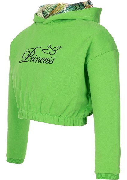 Kız Çocuk Yeşil Crop Sweatshirt Pantolon Takım modelleri