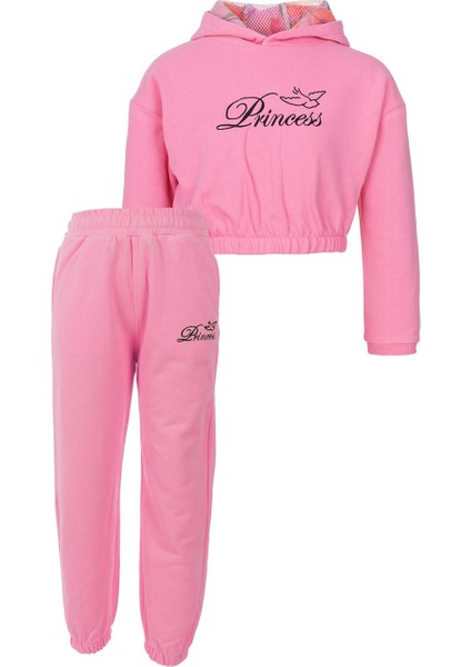 Brz Kids Kız Çocuk Pembe Crop Sweatshirt Pantolon Takım