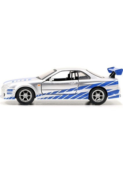 Jada Toys Fast & Furious Brian's Nissan Skyline Gt-R R34 Silver & Nissan Gt-R R34 Blue Modelleri Jada