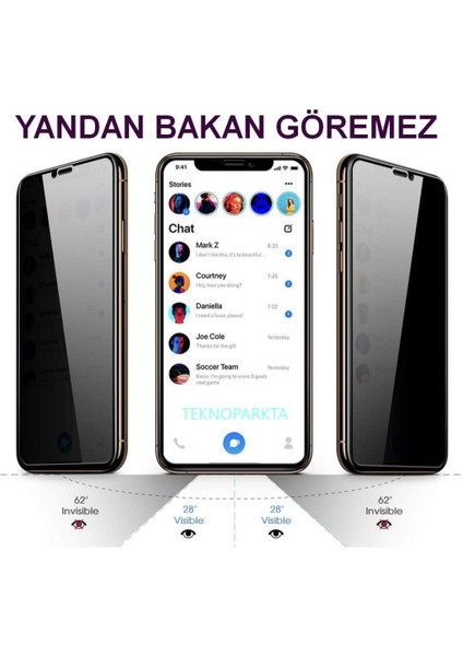 Iphone 14 Pro Max Mat Hayalet Gizli Privacy Tam Kaplayan Kırılmaz Cam Seramik Nano Ekran Koruyucu