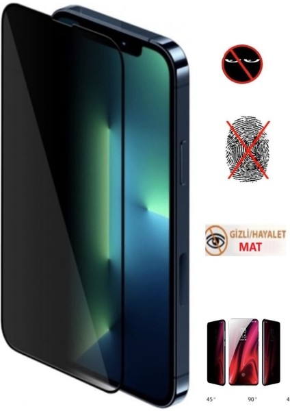 Iphone 14 Pro Max Mat Hayalet Gizli Privacy Tam Kaplayan Kırılmaz Cam Seramik Nano Ekran Koruyucu