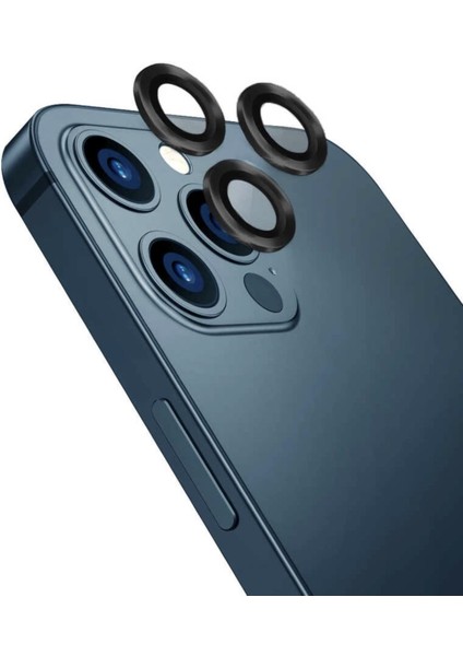 Iphone 14 Pro Kamera Koruyucu Lens Mercek Metal Çerçeveli 3lü Set Siyah Black