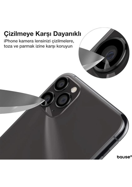 Iphone 14 Pro Kamera Koruyucu Lens Mercek Metal Çerçeveli 3lü Set Siyah Black