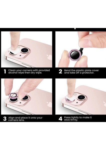 Iphone 14 Plus Kamera Koruyucu Lens Mercek Metal Çerçeveli 2li Set Gümüş Gri Silver
