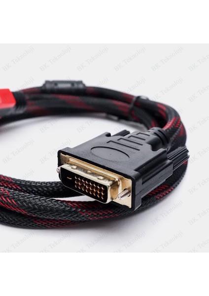 HDMI To DVI Çift Filtreli Örgülü 1.4 Metre Görüntü Kablosu