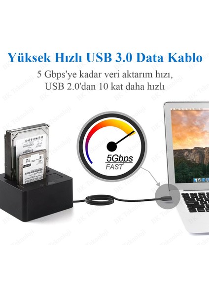 BK Teknoloji Yüksek Hızlı USB 3.0 Erkek-Erkek Data Kablosu 3 Metre