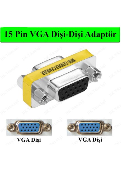 15 Pin DB15 VGA Dişi - Dişi Bağlayıcı Adaptörü