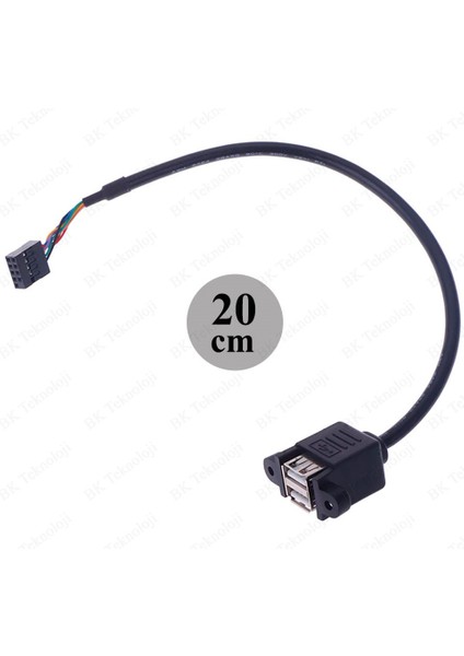 Pc Anakart 9 Pin Header Panel Tipi Vidalı 2x USB 2.0 Dişi Kablo