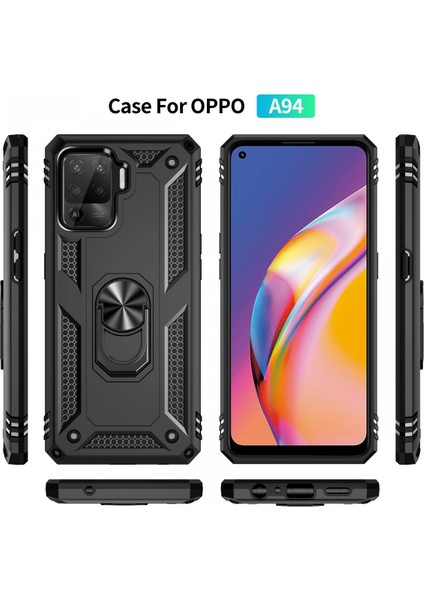 Oppo Reno 5 Lite Kılıf Sofya Yüzüklü Silikon Kapak - Siyah 300099