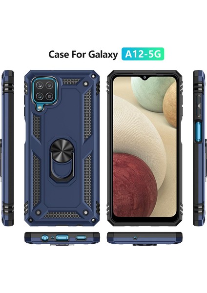 Newface Samsung Galaxy A22 Kılıf Sofya Yüzüklü Silikon Kapak - Lacivert