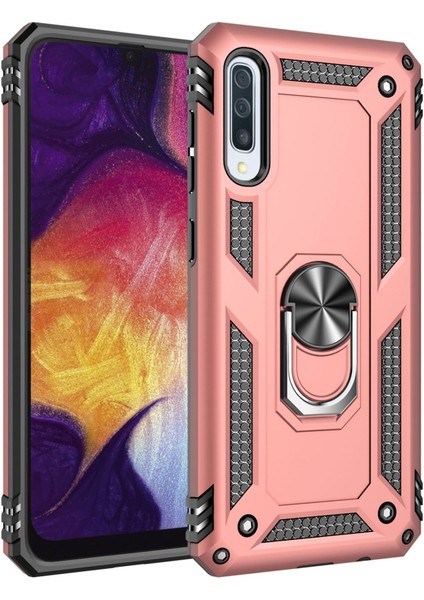 Newface Samsung Galaxy A50 Kılıf Sofya Yüzüklü Silikon Kapak - Rose