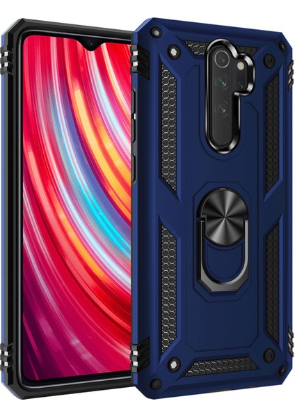 Newface Xiaomi Redmi Note 8 Pro Kılıf Sofya Yüzüklü Silikon Kapak - Lacivert