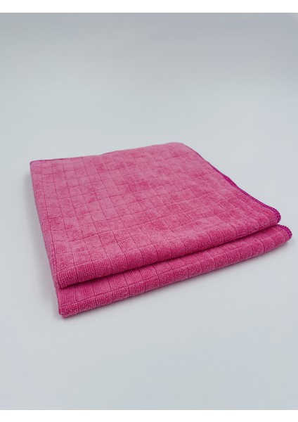 Missclean Mikrofiber Kareli Mutfak Bezi Leke Tutmaz Koku Yapmaz 40*40 cm Pembe 2 Adet