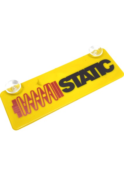 Static Kırmızı Siyah Yazılı Sarı Dekor Plaka Vantuzlu Cam Süsü 22X7.5CM