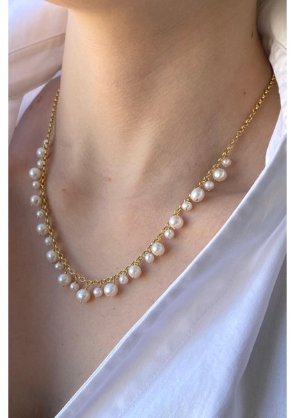 Bırıncı1926 14 Ayar Yeşil Altın Inci Sallantılı Kolye modelleri