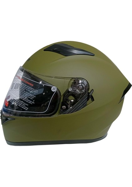 Jk-21 316 Model Güneş Vizörlü Kapalı Kask - Haki Yeşil - M