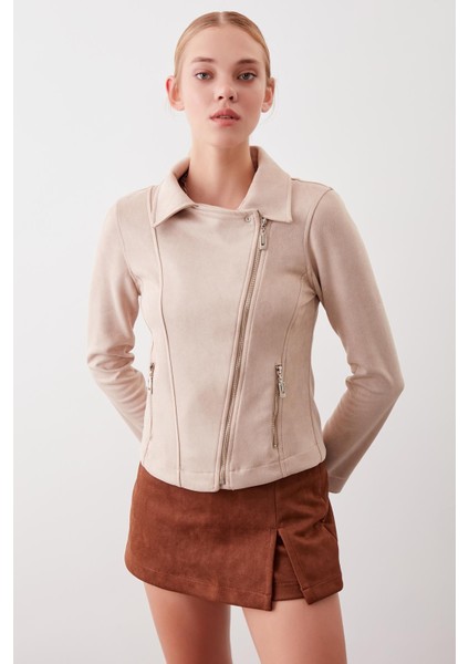 Kelebek Yaka Suni Süet Biker Ceket fiyatları