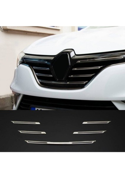 Renault Megane 4 Ön Panjur Kromu 5 Parça P. Çelik 2016-2020