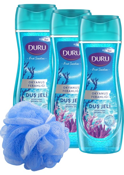 Fresh Sensations Okyanus Ferahlığı Duş Jeli 3x450ml Banyo Lifi İle Birlikte