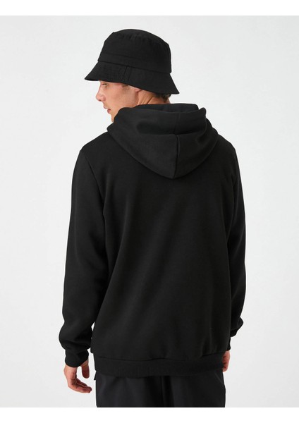 Kapşonlu Sweatshirt Şardonlu Slogan Baskılı Cep Detaylı fırsatları