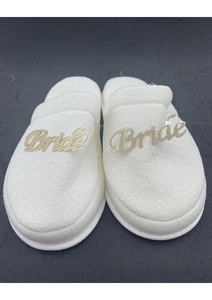 Newin Style Gold Renk Detaylı Bride Tüysüz Terlik Model