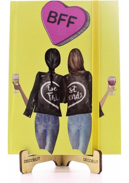 Lastikli Noktalı Sert Kapak Best Friend Defter