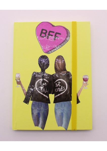 Lastikli Noktalı Sert Kapak Best Friend Defter