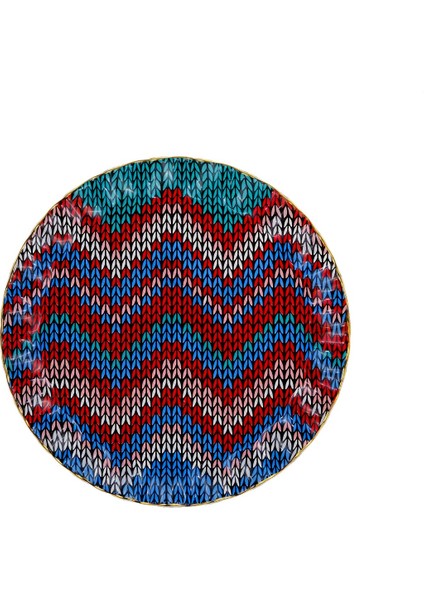 Örgü Altın Yaldızlı 6 Kişilik Cam Pasta Tabağı Takımı