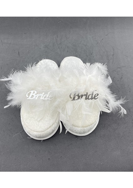 Newin Style Bride Terlik ve Taç Seti Tüylü Model